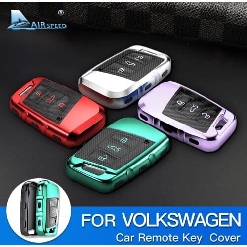 AIRSPEED TPU Carbon Fiber Car Key Case Remote Key Cover Shell for Volkswagen VW Passat B8 Magotan Skoda Superb A7 Accessories