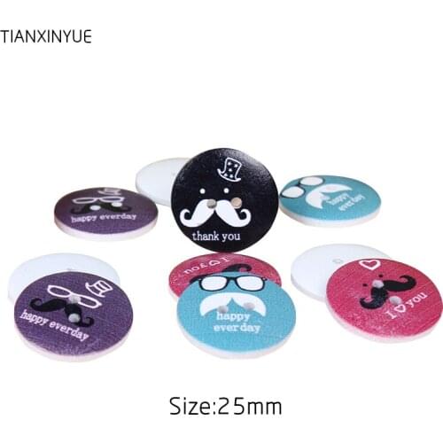 TIANXINYUE Beard wooden buttons two holes Round Button Nautical Design Scrapbooking DIY Sewing Accessories