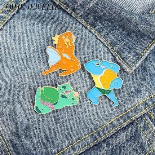 QIHE JEWELRY Video Game Character Pins Funny Fitness Elf Lapel pin Custom Enamel Pin Gamer Brooches Bag Hat Pin