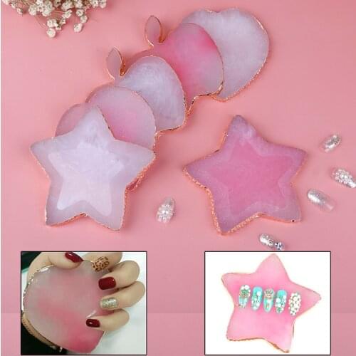 Natural Resin Agate Nail Art Display Showing Shelf Board Nail Salon Tools Color Mixer Mixing Palette Holder Drawing Plate