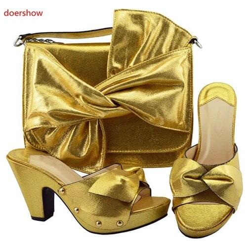 Doershow shoes high heel Italian Shoes with matching Bags women high heel sandals shoes and bag to match sexy high heels!Sbf1-47