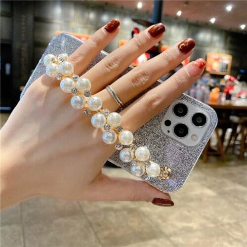 40GB Phone Fall Prevention Elegant Phone White Pearls Loss Prevention Strap Chain