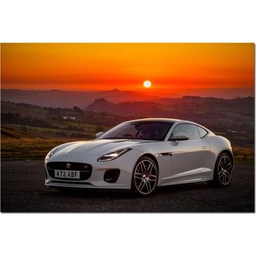 Jaguar F-Type Chequered Flag Edition Supercar Poster Canvas Cloth Fabric Print Painting for Home Decor Wall Art Picture