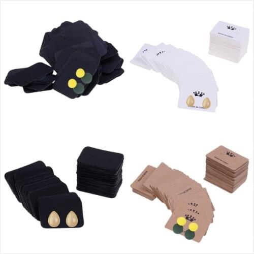 100Pcs Multi Color Paper Cute Stud Earring Hangtag Card Custom Logo Cost Extra Jewelry Display Packing Card 3.5*2.5cm