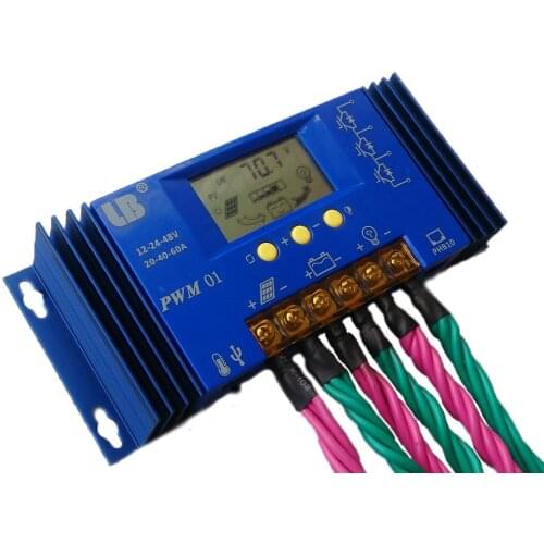 12V/24V/48V Auto 40A 60A Solar Charger Controller PWM Solar Battery Panel Charge Controller Regulator LCD Display