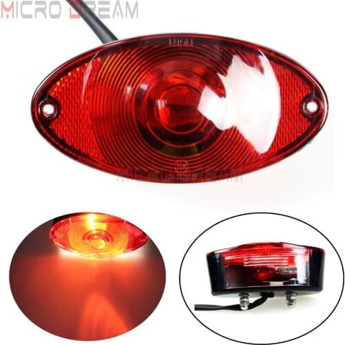 Cat Eye Lucas Taillight Motorcycle Brake Stop Tail Lights w/ License Plate Lamp for Harley Cafe Racer Scrambler Bobber