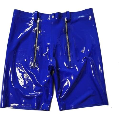 Latex Male Boxer Dark Blue Natural Rubber Shorts with Crotch Piece Tailored Made RPM038