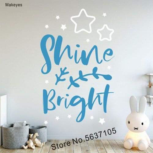 Makeyes Shine Bright Words Wall Sticker Star Goodnight Sleeping Wall Decal Kids Baby Bedroom Wall Decoration Love Decor Q376