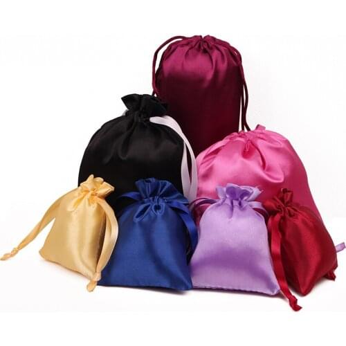 Small satin jewelry gift drawstring bag customized satin shoe dust bag