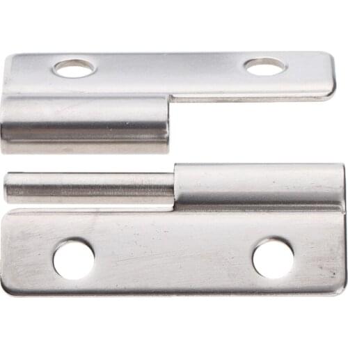Left -2 Inch Metal Foldable Retro Butt Hinge Silver Tone Middle Retro Butt Hinges for Long Door