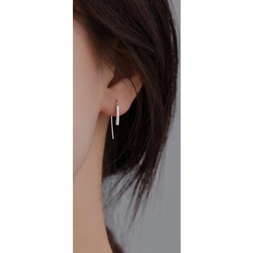 Minimalist Dainty U-shaped Cubic Zirconia 925 Sterling Silver Stud Earrings For Women Korean Fashion Jewelry Gifts