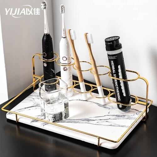 Fashionable Electric toothbrush rack base bathroom countertop storage rack diatom mud absorbent pad metal toothbrush holder