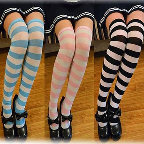 Fashion Striped Knee Socks Women Cotton Stockings Thigh High Over Knee Socks For Ladies Girls Warm Long Stocking Sexy Medias new