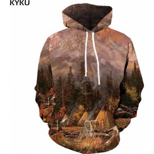 KYKU Mountain Hoodie Men Funny Sweatshirt Mountain 3d Print Hoodies Harajuku Forest Long Indian Mens Clothing Hooded Streetwear