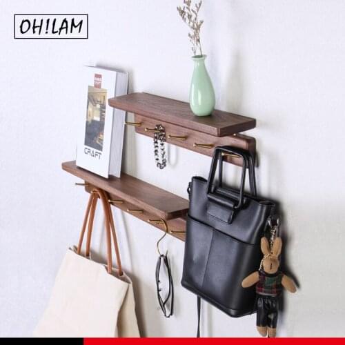 Wall Mount Rack Creative Combination Shelf Coat Hooks Living Room Decorative Wall Shelf Wooden Wall Tray Holder Home Organizer