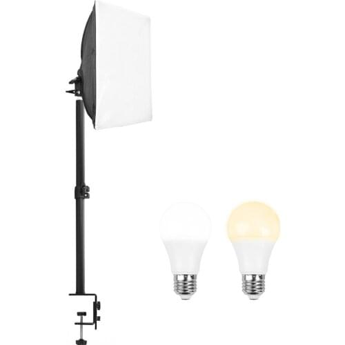 Mini Table Photography 30x30cm Softbox Continuous 36-60cm Adjustable Tabletop Mount Desk Lighting Monopod for Photo Video Studio