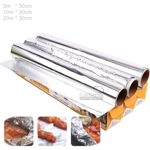 5M 10M 20M Food Grade Barbecue Aluminum Foil Paper Baking Disposable Aluminium Foil Outdoor Barbecue Foil Household Oven Baking