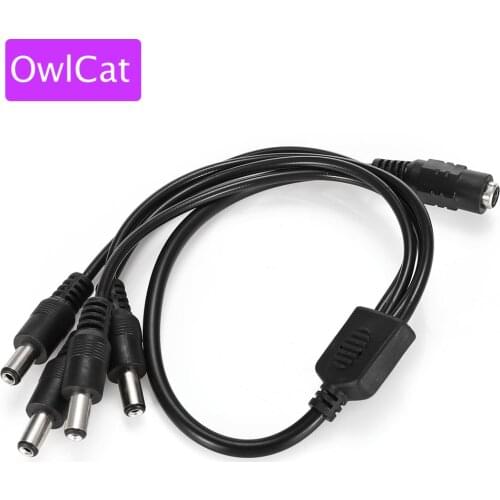 OwlCat DC 1 Female to 4ch Male Power Splitter Cable for CCTV Security Video Surveillance System IP AHD TVI CVI Cameras Power