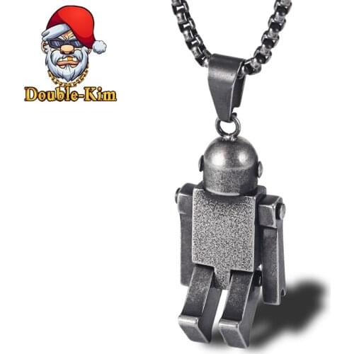 4 Colors Robat Men Necklace Hiphop Street Culture Titanium Stainless Steel Gold Classic Chain Necklace Fashion Man Jewelry