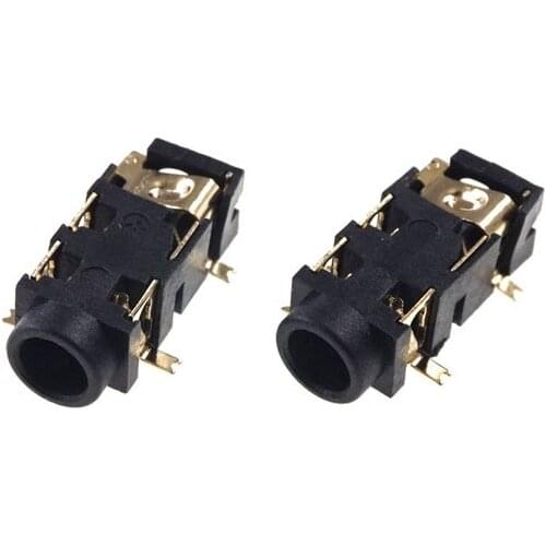 100pcs 1/8" Phone Jack 3.5 mm 5 contacts 3 conductors TRS audio stereo socket SMD type re-flow solder PCB SMT Surface Mount