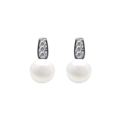 CoLife Jewelry Simple Silver Pearl Stud Earrings for Daily Wear 8mm Natural Pearl Earrings 925 Silver Freshwater Pearl Jewelry