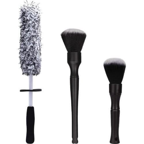 Auto Car Wheel Hub Cleaning Brush Flexible Car Detailing Brush Kit 1 Auto Wheel Rim Brush & 2 Detail Brushes Car Tire Cleaning