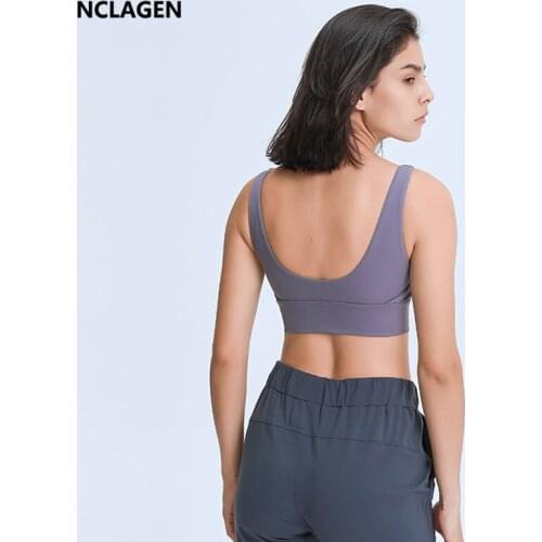 NCLAGEN 2021 Sports Bras High Impact Fitness Yoga Underwear U-shape Beauty Back Gym Padded Crop Top Women Push-up Workout Tank