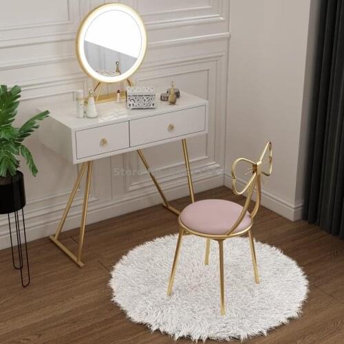 Makeup stool modern minimalist bowknot dressing stool net red nail chair bedroom ins nordic girl back chair