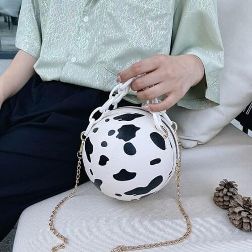 Crossbody Purses Round Shape Handbags for Women Girls Leather Shoulder Bags Mini Tote Chain Strap Messenger Bag