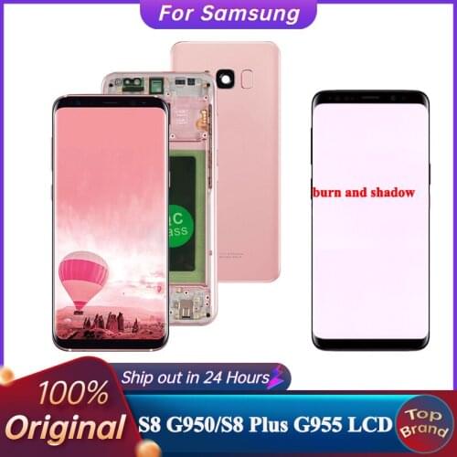 Super Original Amoled LCD For Samsung Galaxy S8 With Frame G950F G950U Touch Screen S8 Plus G955F G955U Touch Screen Assembly