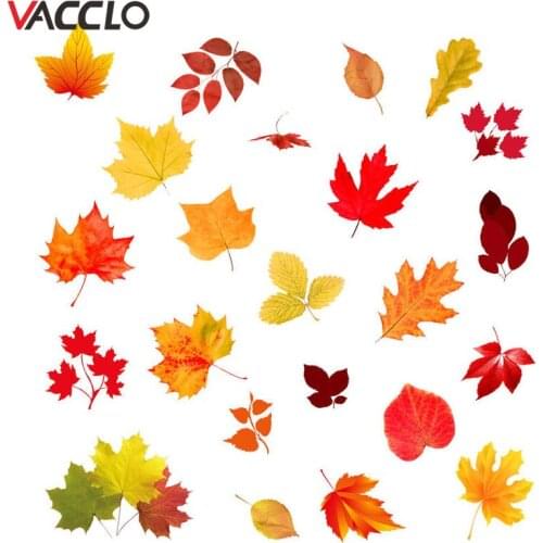 Vacclo Thanksgiving Turkey Maple Leaf Decoration Wall Stickers Waterproof Removable Glass Refrigerator Decoration Wallpaper