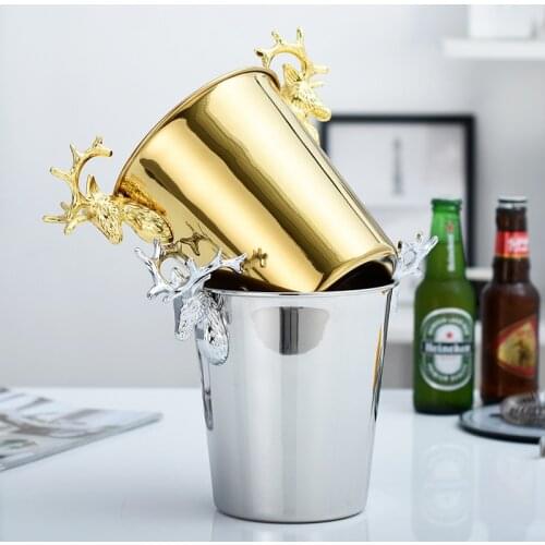Ice Champagne Bucket Deer Head Wine Chiller Bottle Ice Barrel Cooler Champagne Beer Cold Water Ice Container