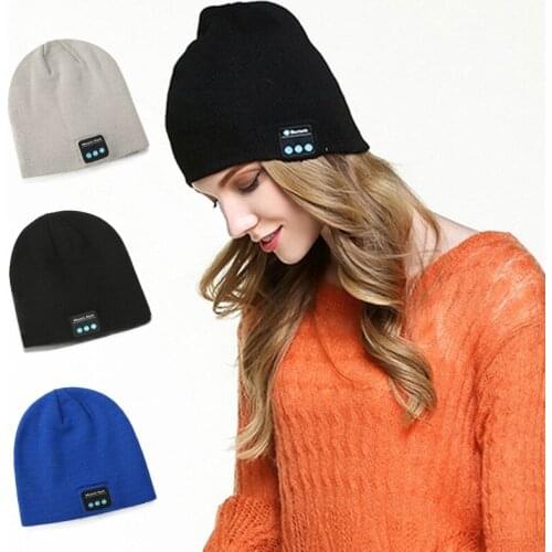 Knitted Winter Warm Bluetooth Headset Cap Wireless Binaural Stereo Call Music Headphones Hat for Night Running Fishing