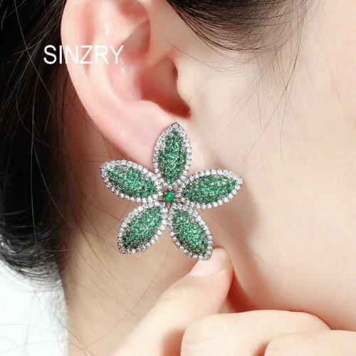 SINZRY hot 2020 shinning cubic zirconia exaggerated flower party stud earring lady luxury bridal jewelry accessory
