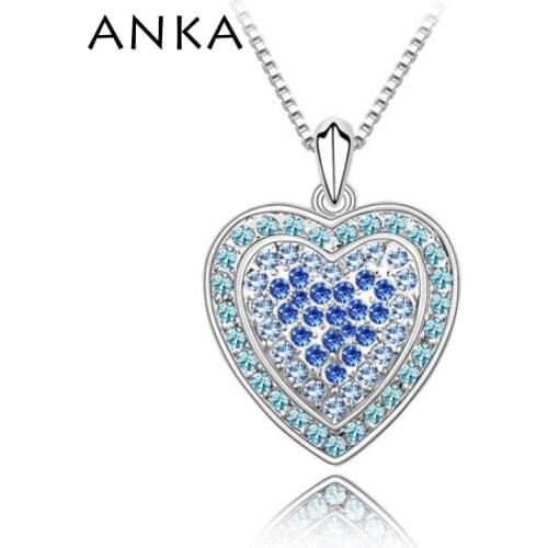 ANKA Heart cystal Jewelry love Pendant Necklace Jewelry Collares Mujer Accessories Mix Colorful Heart Necklace #84065