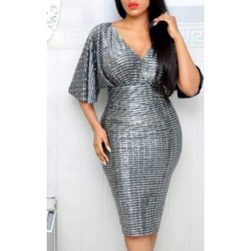 Women Bodycon Dress V Neck Club Night Sexy Party Evening Package Hip Female Summer Fashion Dresses Diamonds Sequin Robes Tunics