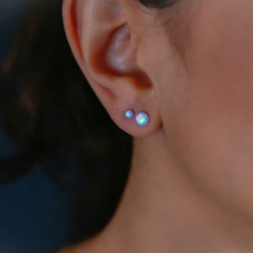 1Pair Different Shape and Size Stud Earrings for Women Austrian Synthetic Gem Earring Opal Pendientes Geometry Piercing E354