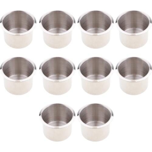 10 Pack Stainless Steel Recessed Cup Drink For Marine Boat RV Camper 68x55mm