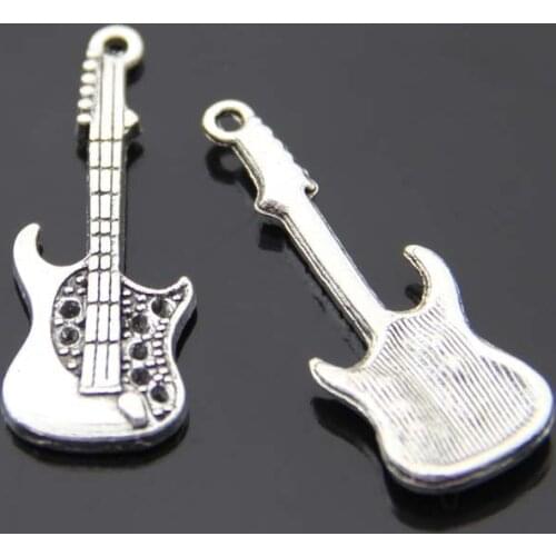 18pcs/lot Electic Guitar DIY Handmade Pendant Necklace Key Chain Earrings Accessories Charms Findings Jewelry Making Supplies