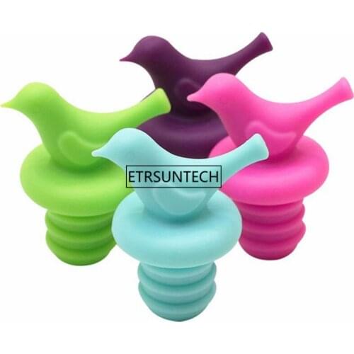 200pcs Silicone Bird Stopper Bottle Cap Hanging Wine Stoppers Beer Beverage Bottle Plug Cover Fresh Keeping Kitchen Bar Tools