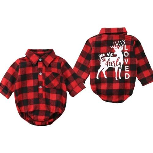 2019 Newborn Baby Rompers Toddler Boy Girl Plaid Red Long Sleeve Romper Jumpsuit One-piece Outfit Playsuit Casual Clothes 0-18M