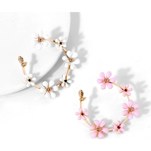 2020Unique Design Jewelry Pattern Big Circle Youth2Sweet and Fresh Handmade Drop-Oil Earrings