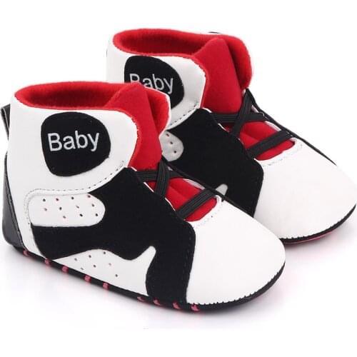 2021 New Arrival Newborn Baby Boy Girl Soft Sole Crib Shoes Keep Warm Boots Anti-slip Sneaker PU Solid First Walkers 0-18M