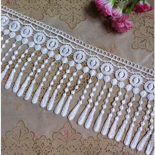 5 Meters 12cm Width Costume Decor New Lace Trimming Embroidery Sew DIY Craft white Tassel Fringe Lace Trim