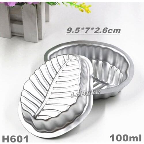 5pcs/lot) 100ml creative leaf shape anodising aluminium tart mould bean jelly pudding mold loaf pan DIY bakery supplies