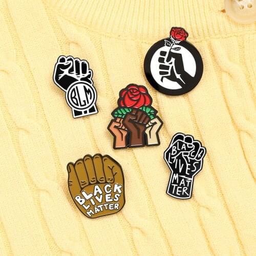 Black man raised unity fist alloy brooch pins Black lives matter badge enamel backpack lapel pin Badge Jewelry Gifts for Friends