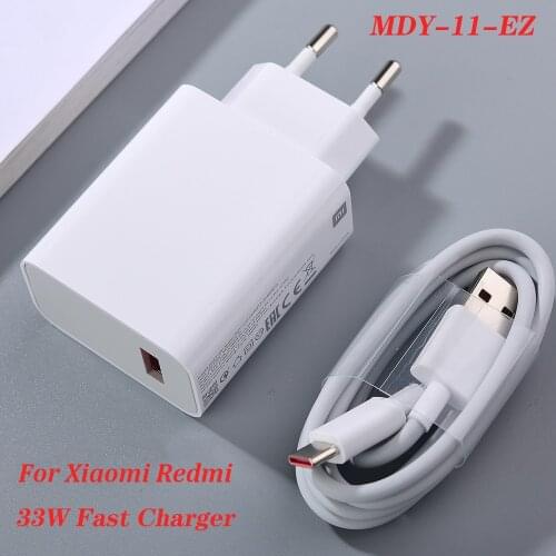 MDY-11-EZ Original Xiaomi 33W Fast Charger EU Turbo Charge Type C Cable For Mi 10 10T Lite POCO X3 NFC Redmi K30 K40 Note 10 Pro