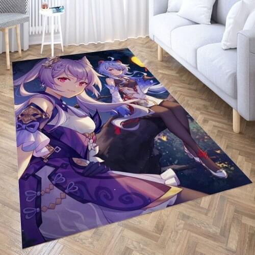 Ganyu and Keqing Carpet Decora Home Bedroom Kitchen Anti-slip Mat Rug Doormat Aisle Floor Mat Bath Mats Doormat