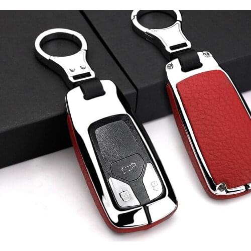For Audi C6 A7 A8 B9 R8 A1 A3 A4 A5 Q5 Q7 A6 C5 TT TTS 8S 2016 2017 new zinc alloy + leather car key protection case