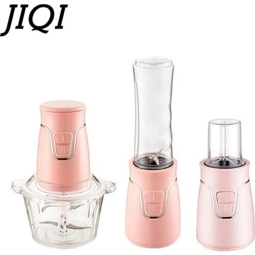 JIQI 3 in 1 Electric Meat Ginder Stainless steel Chopper Grinder Mincer 2 Speeds Mixer juicer Food Processor Garlic Paste 300W